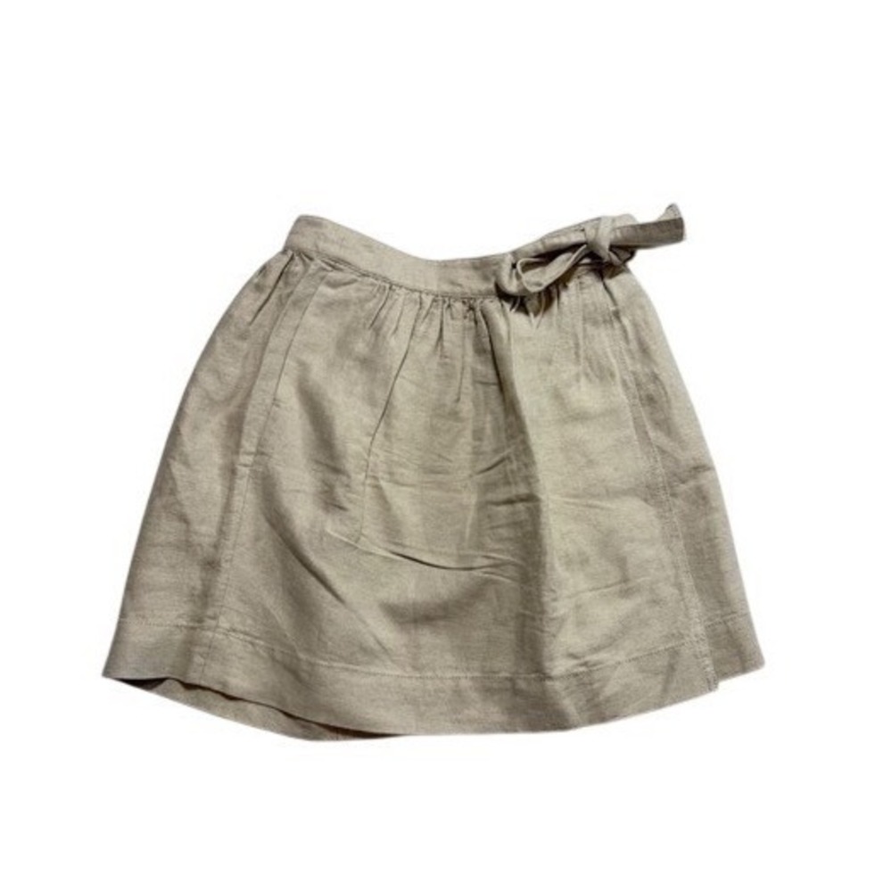 J.Crew Cottagecore Natural Linen Cotton Blend Tie Waist Mini Skirt